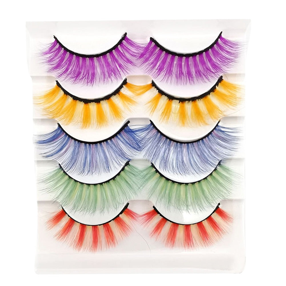 5pairs Party Colorful False Eyelashes