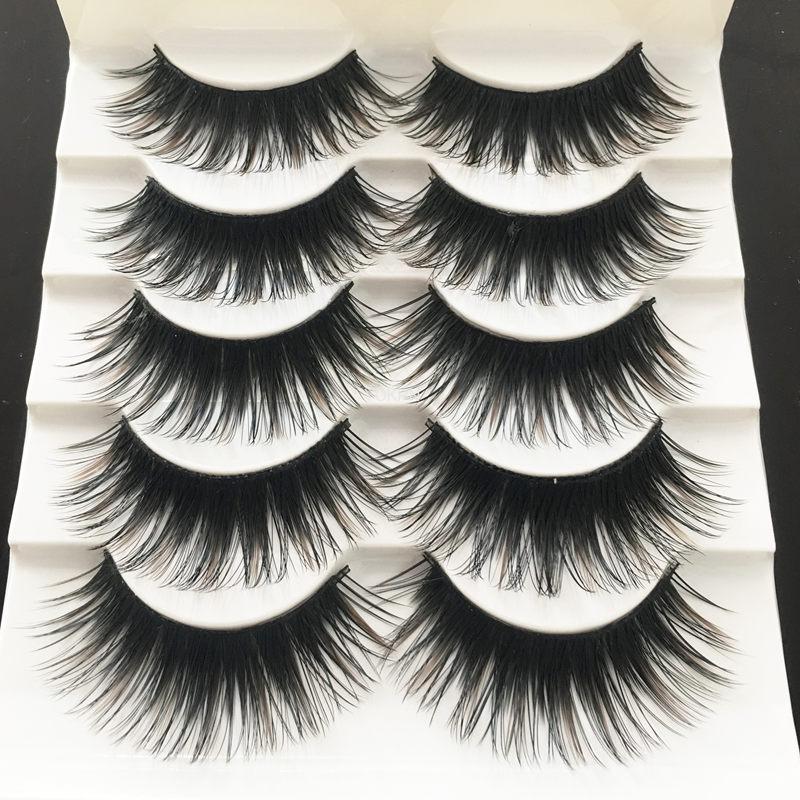 Yokpn 5 Paairs Dark Brown Thick False Eyelashes