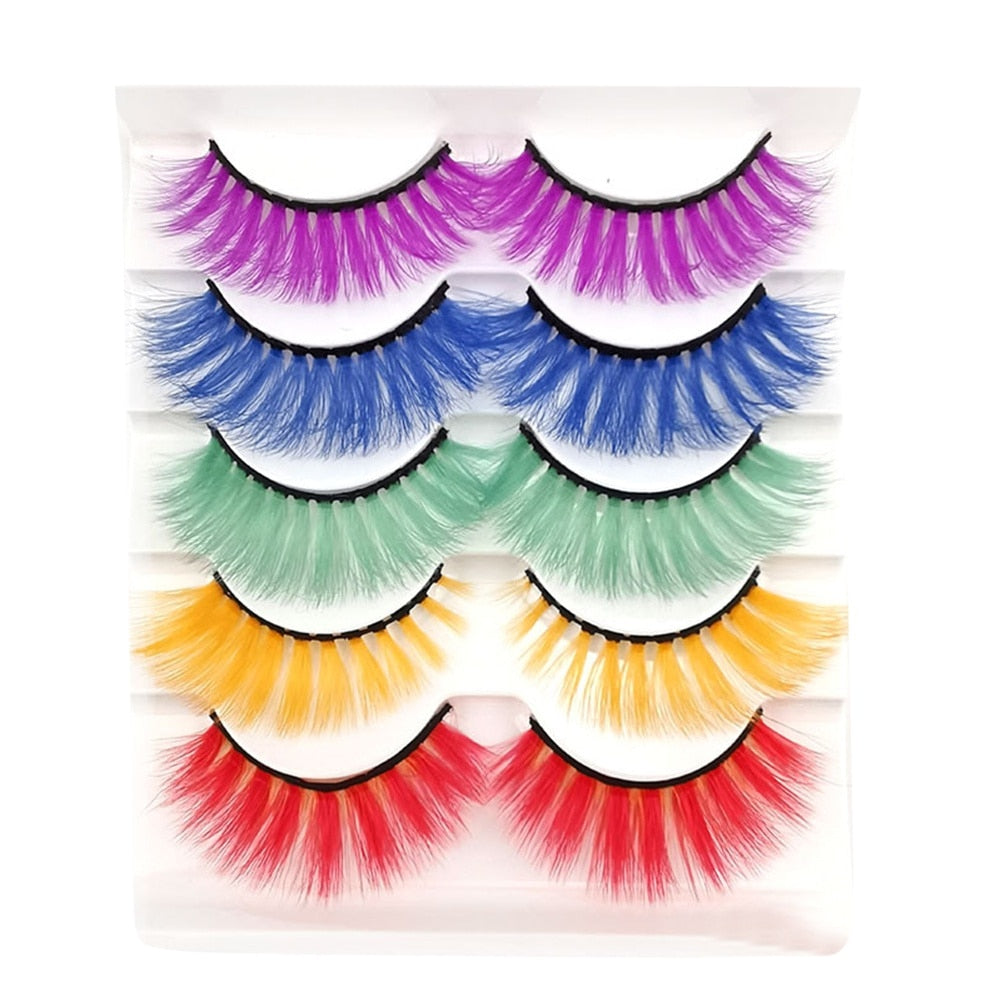5pairs Party Colorful False Eyelashes