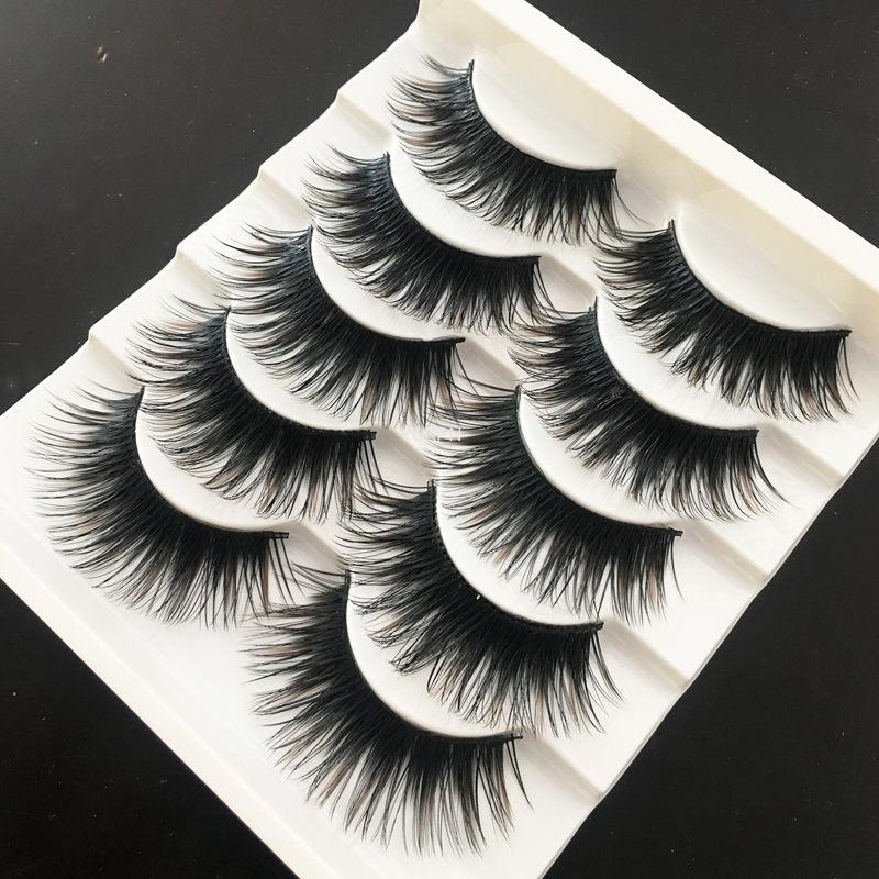 Yokpn 5 Paairs Dark Brown Thick False Eyelashes