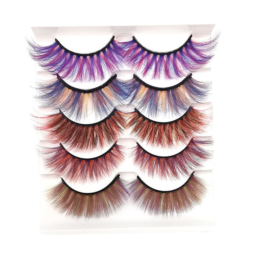 5pairs Party Colorful False Eyelashes